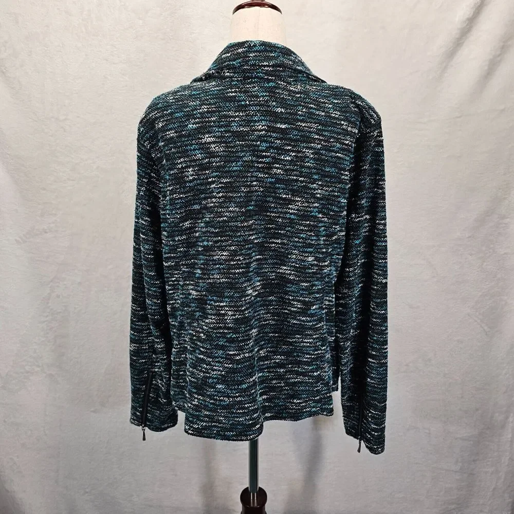 Christopher and Banks Boucle Short Jacket Women's Size L Multicolor Tweed Zipper